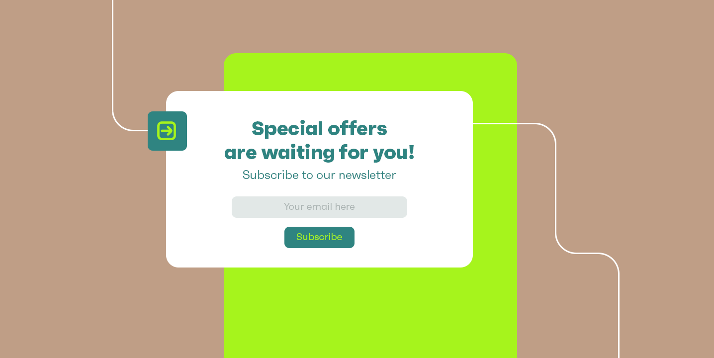 AlphaGeo newsletter signup form offering special deals, email field, and subscribe button.