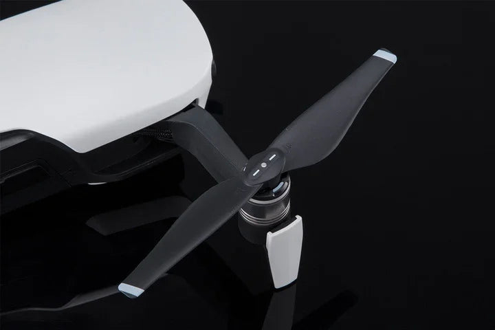 Close-up of commercial UAV drone propeller on black background, AlphaGeo survey equipment