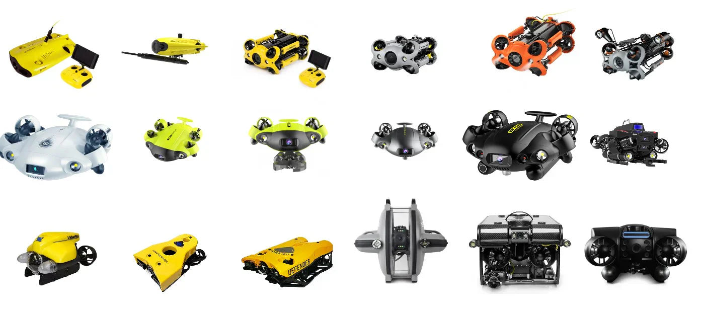 Various underwater drones and ROVs for sale or rent at AlphaGeo Ltd, Oxfordshire UK