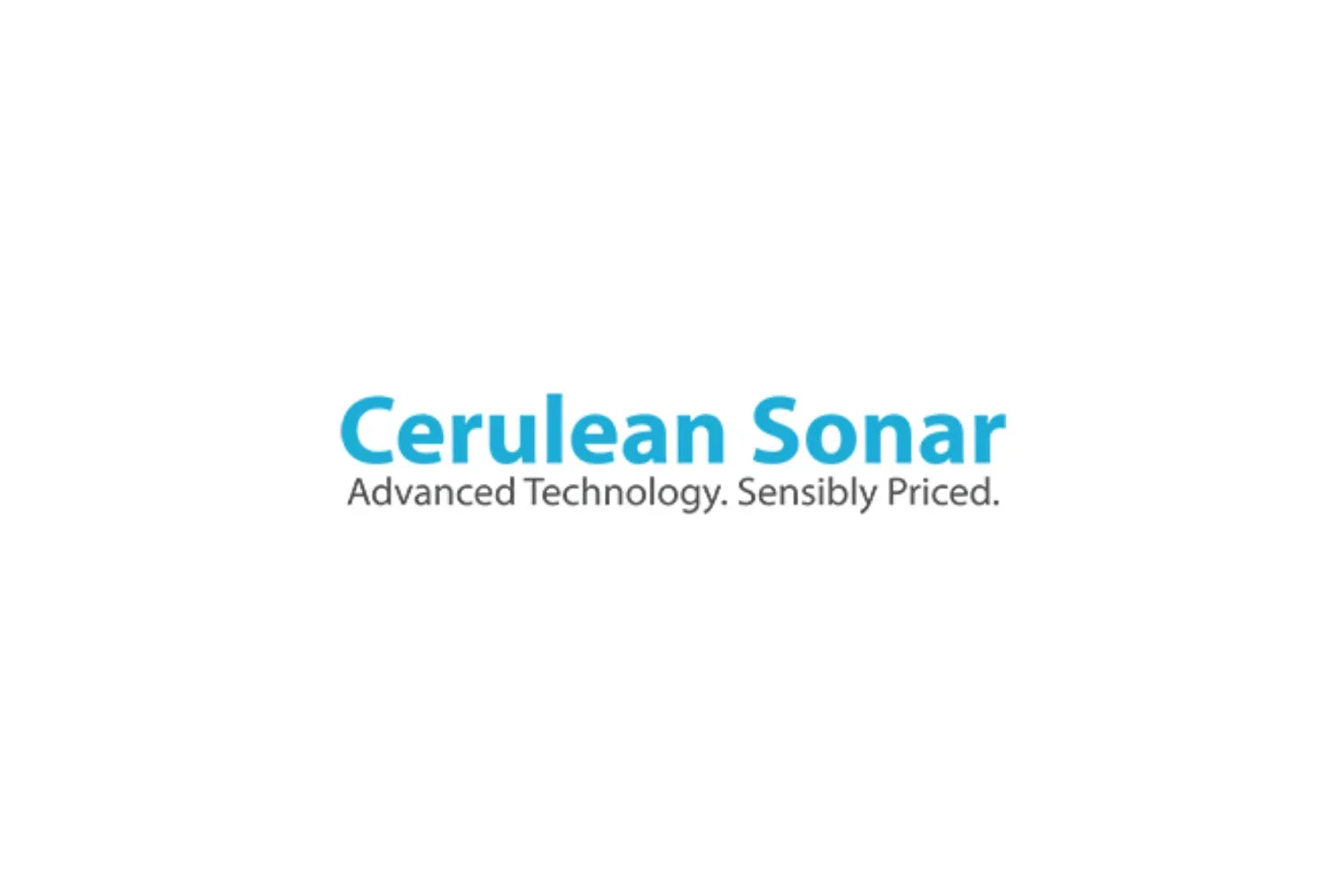 Cerulean Sonar logo with tagline 'Advanced Technology. Sensibly Priced.' on white background.