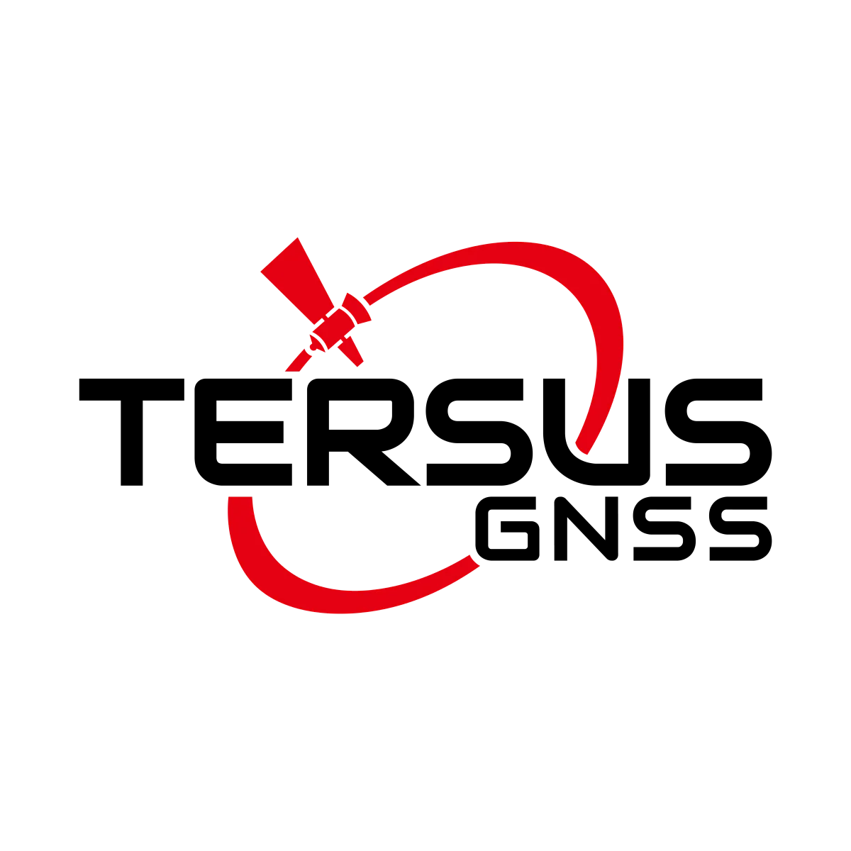 Tersus GNSS logo featuring red satellite graphic and text on black, AlphaGeo survey equipment.