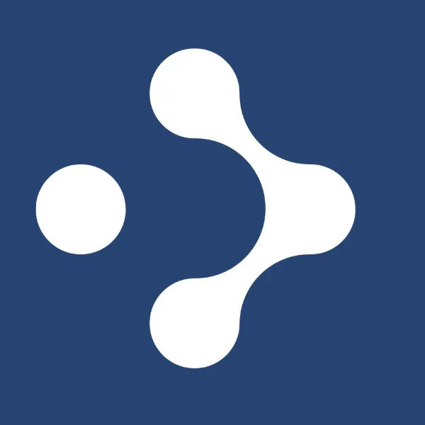 AlphaGeo Ltd logo with abstract white shapes on blue background, symbolizing technology and robotics