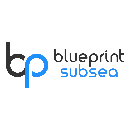Blueprint Subsea logo in black and blue text, underwater robotics equipment brand